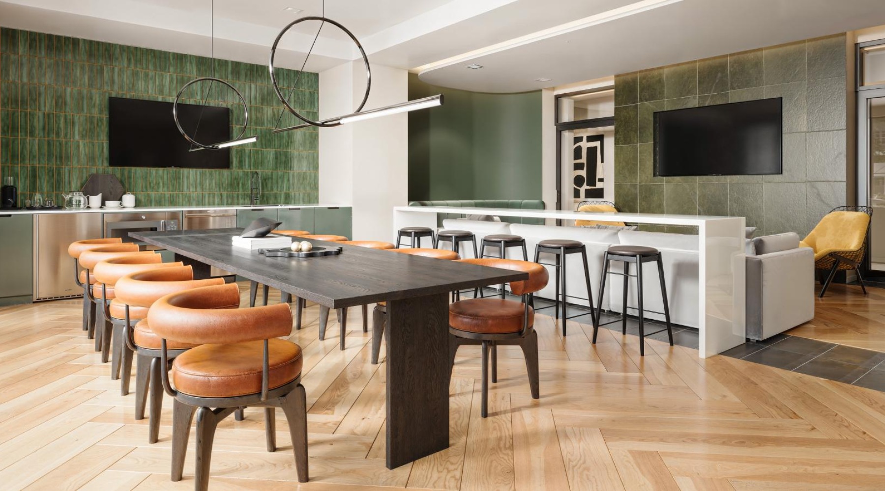 a kitchen with a table and chairs