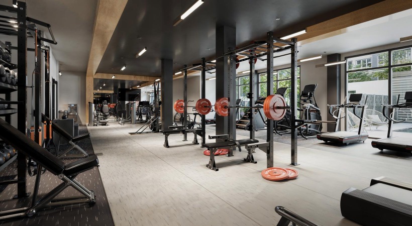 a gym with exercise equipment