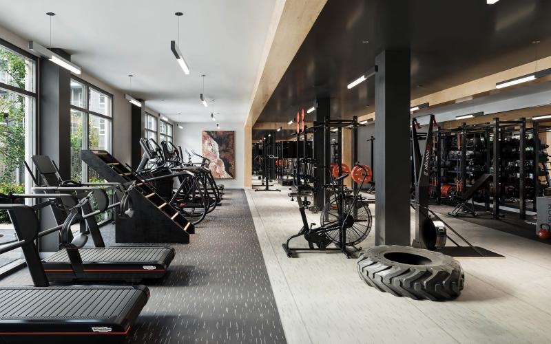 a gym with exercise equipment